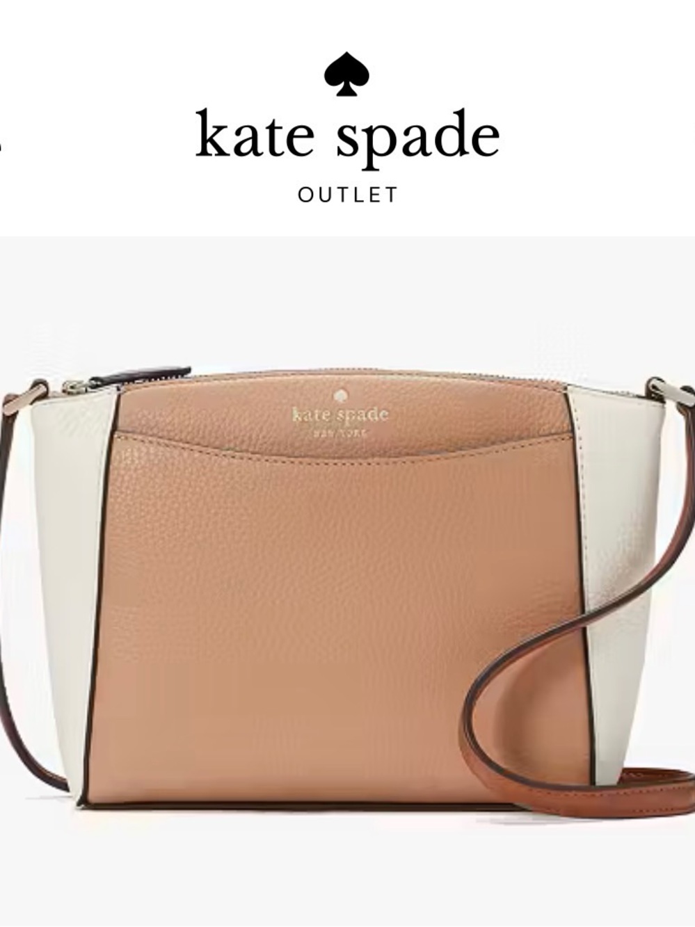 NWT Kate Spade Monica Pebbled Leather Crossbody Bag Light Fawn, Tan, White